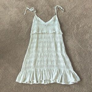EXPRESS White Mid-thigh length spaghetti strap dress, size large.
